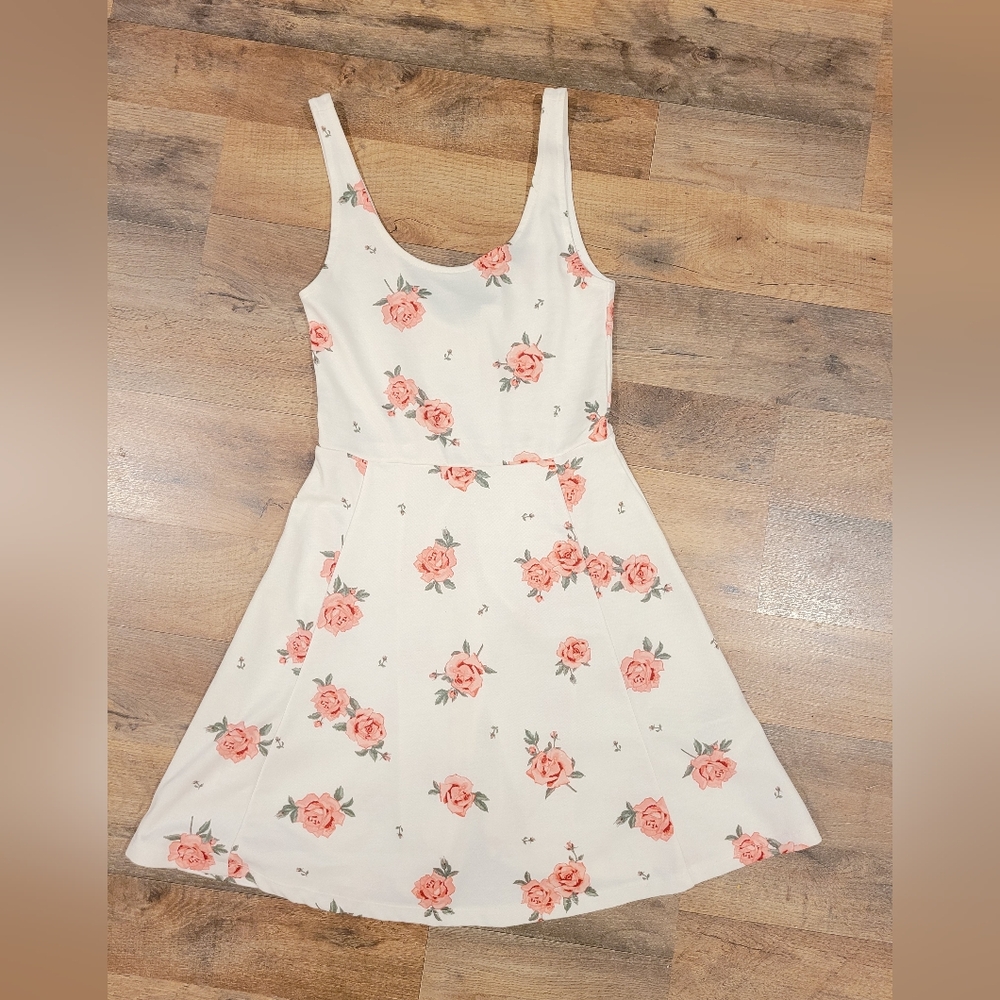 H&M White Dress with Pink Floral Pattern